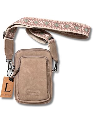 Lundholm Lundholm telefoontasje dames crossbody beige - schoudertasje dames crossbody - tas dames schoudertas kunstleer cadeau voor vriendin | Scandinavisch design - Strömsund serie