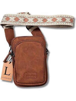 Lundholm Lundholm telefoontasje dames crossbody bruin - schoudertasje dames crossbody - tas dames schoudertas kunstleer cadeau voor vriendin | Scandinavisch design - Strömsund serie