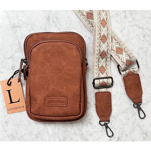 Lundholm Lundholm telefoontasje dames crossbody bruin - schoudertasje dames crossbody - tas dames schoudertas kunstleer cadeau voor vriendin | Scandinavisch design - Strömsund serie