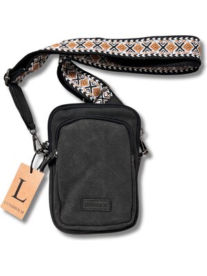 Lundholm Lundholm telefoontasje dames crossbody zwart - schoudertasje dames crossbody - tas dames schoudertas kunstleer cadeau voor vriendin | Scandinavisch design - Strömsund serie