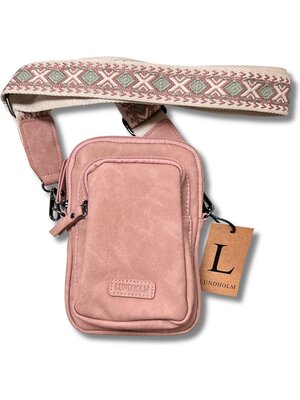 Lundholm Lundholm telefoontasje dames crossbody roze - schoudertasje dames crossbody - tas dames schoudertas kunstleer cadeau voor vriendin | Scandinavisch design - Strömsund serie