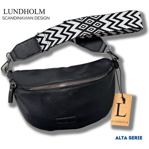 Lundholm Lundholm heuptasje dames festival zwart - bag strap tassenriem met schouderband voor tas - cadeau voor vriendin | Scandinavisch design - Alta serie - crossbody tas dames Zwart