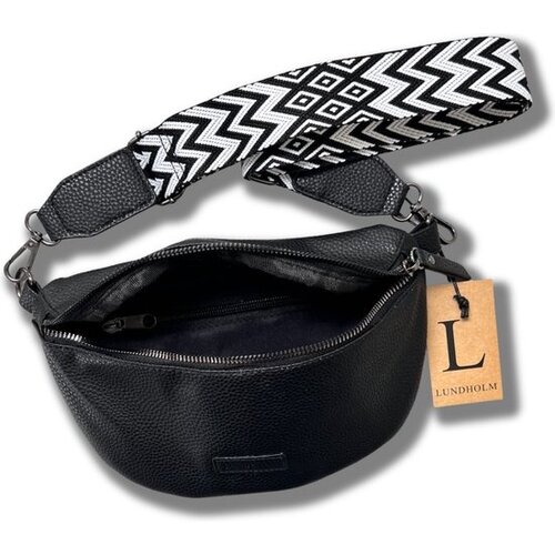 Lundholm Lundholm heuptasje dames festival zwart - bag strap tassenriem met schouderband voor tas - cadeau voor vriendin | Scandinavisch design - Alta serie - crossbody tas dames Zwart