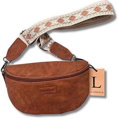 Lundholm Lundholm heuptasje dames bruin met tassenriem bag strap - heuptas dames met brede riem fanny pack crossbody tasje dames festival - cadeau voor vriendin - Scandinavisch design | Heby serie