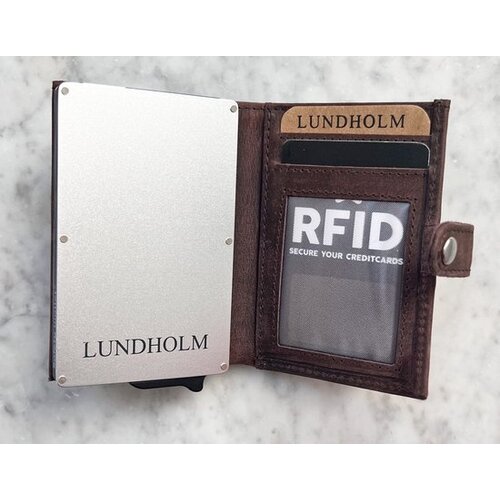 Lundholm Lundholm leren heren pasjeshouder creditcardhouder - Portemonnee heren pasjeshouder leer RFID safe - mannen cadeautjes | Donsö Serie Donkerbruin