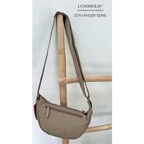 Lundholm  Lundholm heuptasje dames taupe banana bag - crossbody tasje festival - cadeau voor vriendin - Fanny pack taupe | Scandinavisch Design - Stavanger serie