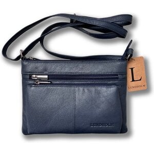 Lundholm Kopenhagen – Grote Leren Schoudertas – Donkerblauw
