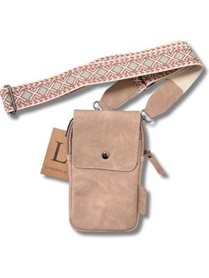 Lundholm Lundholm telefoontasje dames crossbody Taupe - schoudertasje dames crossbody - tas dames schoudertas - cadeau voor vriendin | Scandinavisch Design - Sauda Serie