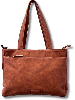 Lundholm Lundholm leren schoudertas dames groot cognac bruin - schoudertassen dames leer tas dames shopper dames tote bag - vrouwen cadeautjes| Scandinavisch Design - Florø serie