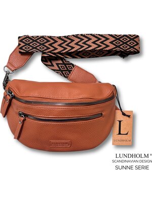 Lundholm Lundholm heuptasje dames - fanny pack dames festival tasje - cadeau voor vriendin - dubbele rits | Scandinavian Design - Sunne Serie Cognac