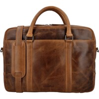 Lundholm luxe leren laptoptas 15 inch leer Bruin werktas schoudertas mannen aktetas - Werktas mannen echt leer - Luxe - Cognac