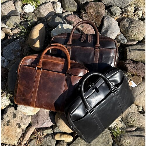 Lundholm Lundholm luxe leren laptoptas 15 inch leer Bruin werktas schoudertas mannen aktetas - Werktas mannen echt leer - Luxe - Cognac