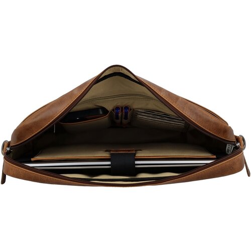 Lundholm Lundholm luxe leren laptoptas 15 inch leer Bruin werktas schoudertas mannen aktetas - Werktas mannen echt leer - Luxe - Cognac