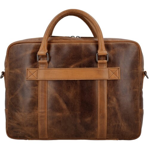 Lundholm Lundholm luxe leren laptoptas 15 inch leer Bruin werktas schoudertas mannen aktetas - Werktas mannen echt leer - Luxe - Cognac