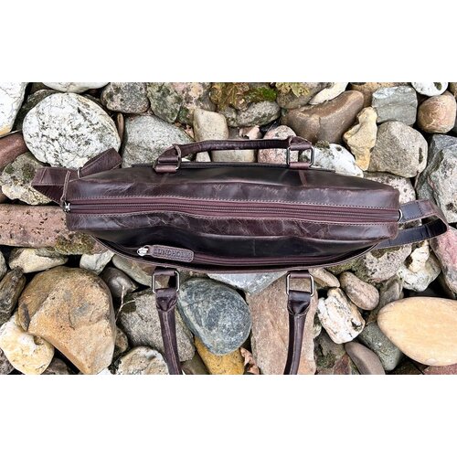 Lundholm Lundholm luxe leren laptoptas 15 inch leer Bruin werktas schoudertas mannen aktetas - Werktas mannen echt leer - geschenk mannen cadeautjes - Luxe - Bruin
