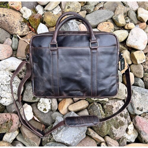 Lundholm Lundholm luxe leren laptoptas 15 inch leer Bruin werktas schoudertas mannen aktetas - Werktas mannen echt leer - geschenk mannen cadeautjes - Luxe - Bruin