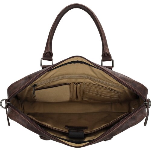 Lundholm Lundholm luxe leren laptoptas 15 inch leer Bruin werktas schoudertas mannen aktetas - Werktas mannen echt leer - geschenk mannen cadeautjes - Luxe - Bruin