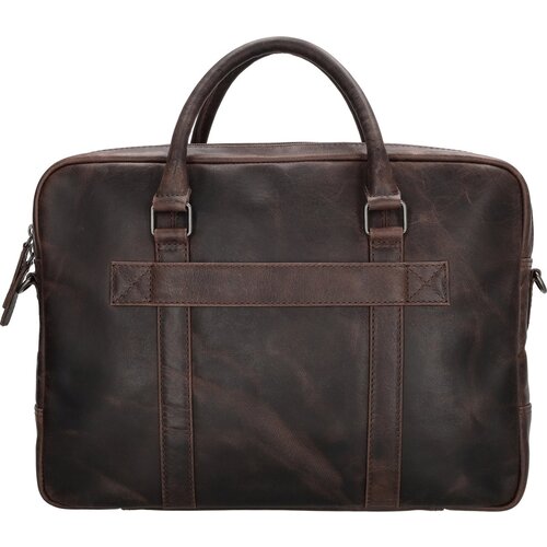 Lundholm Lundholm luxe leren laptoptas 15 inch leer Bruin werktas schoudertas mannen aktetas - Werktas mannen echt leer - geschenk mannen cadeautjes - Luxe - Bruin
