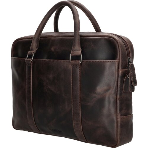 Lundholm Lundholm luxe leren laptoptas 15 inch leer Bruin werktas schoudertas mannen aktetas - Werktas mannen echt leer - geschenk mannen cadeautjes - Luxe - Bruin