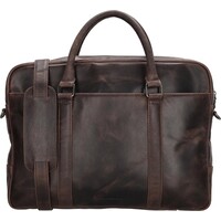 Lundholm luxe leren laptoptas 15 inch leer Bruin werktas schoudertas mannen aktetas - Werktas mannen echt leer - geschenk mannen cadeautjes - Luxe - Bruin