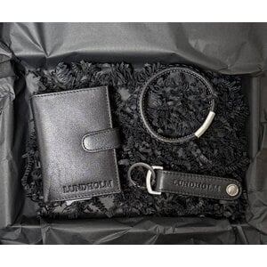 Lundholm Geschenkset Herren – Kartenetui mit RFID, Armband und Flaschenöffner – Schwarz