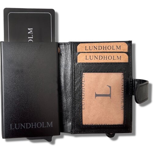 Lundholm Lundholm heren cadeau set brievenbus geschenkdoos - mannen cadeautjes leren pasjeshouder - RFID creditcardhouder safe - cadeau voor man - geschenk voor mannen - leren armband bieropener sleutelhanger luxe cadeau voor man - portefeuille zwart