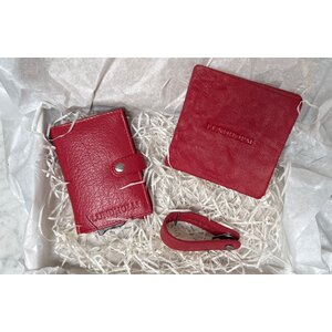 Lundholm Geschenkset Damen – Kartenetui und Untersetzer – Rot