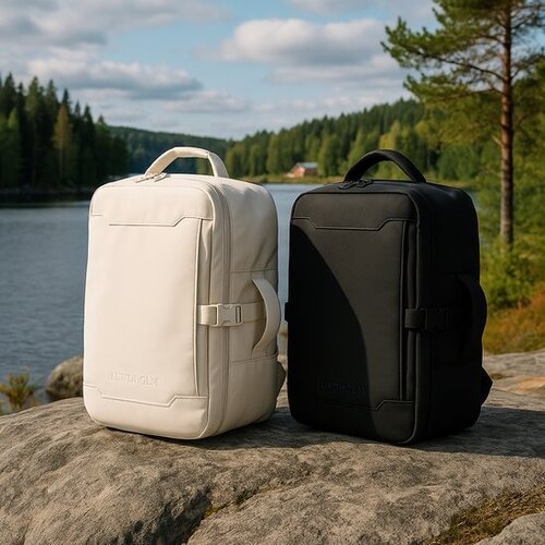 Lundholm Lundholm Rugzak Underseater 40x30x20 - Rugtas Travel Laptoptas 15.6 inch met TSA slot - Reizen Handbagage Koffer als Rugtas - Maximale Inhoud - Cabin Approved - Scandinavisch Design Beige