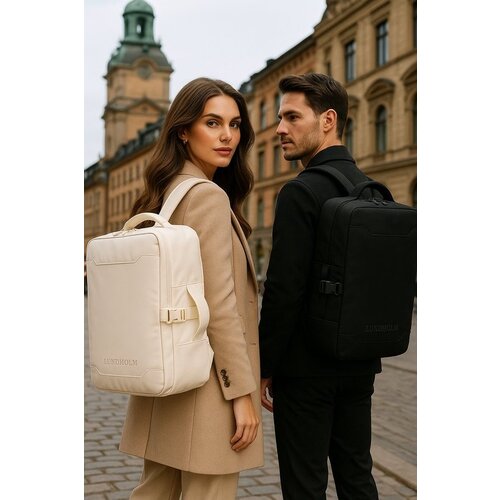 Lundholm Lundholm Rugzak Underseater 40x30x20 - Rugtas Travel Laptoptas 15.6 inch met TSA slot - Reizen Handbagage Koffer als Rugtas - Maximale Inhoud - Cabin Approved - Scandinavisch Design Beige