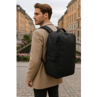 Lundholm Rugzak Underseater 40x30x20 - Rugtas Travel Laptoptas 15.6 inch met TSA slot - Reizen Handbagage Koffer als Rugtas - Maximale Inhoud - Cabin Approved - Scandinavisch Design Zwart