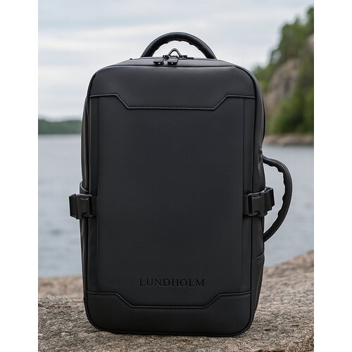 Lundholm Lundholm Rugzak Underseater 40x30x20 - Rugtas Travel Laptoptas 15.6 inch met TSA slot - Reizen Handbagage Koffer als Rugtas - Maximale Inhoud - Cabin Approved - Scandinavisch Design Zwart