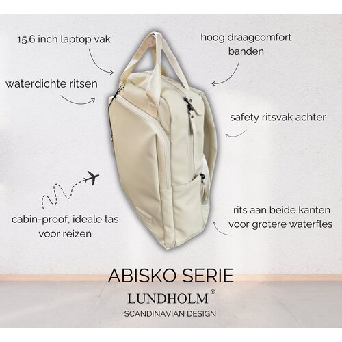 Lundholm Lundholm Rugzak Dames 15.6 inch laptoptas Beige - Handbagage, waterdichte rugtas - Scandinavisch Design Lundholm Lundholm Rugzak Dames 15.6 inch laptoptas Beige - Handbagage, waterdichte rugtas - Scandinavisch Design