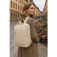 Lundholm Rugzak Dames 15.6 inch laptoptas Beige - Handbagage, waterdichte rugtas - Scandinavisch Design
