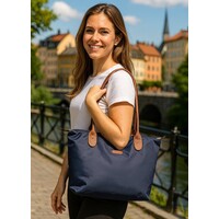 Lundholm Shopper Dames Handtas dames Tote Bag Donkerblauw - Shopper dames met rits - vrouwen cadeautjes - | Scandinavisch Design - Danviken Serie - Blauw