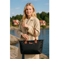 Lundholm Shopper Dames Handtas dames Tote Bag Zwart - Shopper dames met rits - vrouwen cadeautjes - | Scandinavisch Design - Danviken Serie - Zwart