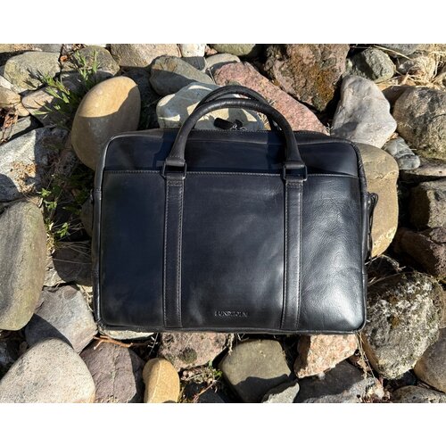 Lundholm Lundholm luxe leren laptoptas 15 inch leer heren Zwart werktas schoudertas mannen aktetas - Werktas mannen topkwaliteit echt leer - mannen cadeautjes - Luxe Laptoptas Zwart