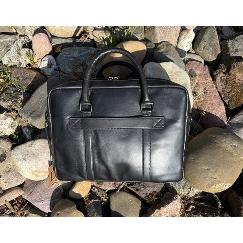 Lundholm Lundholm luxe leren laptoptas 15 inch leer heren Zwart werktas schoudertas mannen aktetas - Werktas mannen topkwaliteit echt leer - mannen cadeautjes - Luxe Laptoptas Zwart