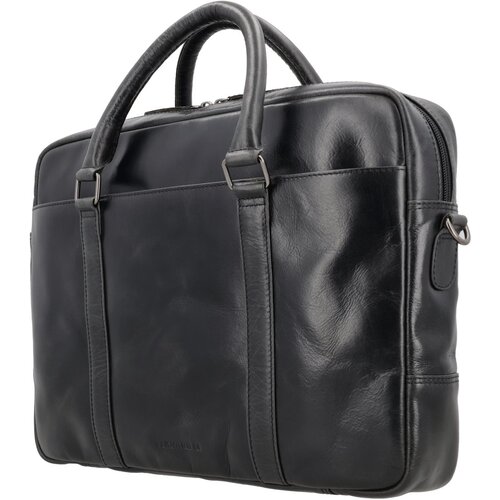 Lundholm Lundholm luxe leren laptoptas 15 inch leer heren Zwart werktas schoudertas mannen aktetas - Werktas mannen topkwaliteit echt leer - mannen cadeautjes - Luxe Laptoptas Zwart
