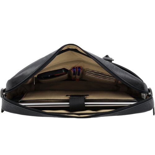 Lundholm Lundholm luxe leren laptoptas 15 inch leer heren Zwart werktas schoudertas mannen aktetas - Werktas mannen topkwaliteit echt leer - mannen cadeautjes - Luxe Laptoptas Zwart