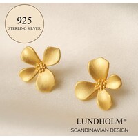 Lundholm Luxe 925 Sterling Zilver Gold Plated Kleine Oorbellen Dames Bloem