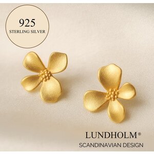 Lundholm Lundholm Luxe 925 Sterling Zilver Gold Plated Kleine Oorbellen Dames Bloem