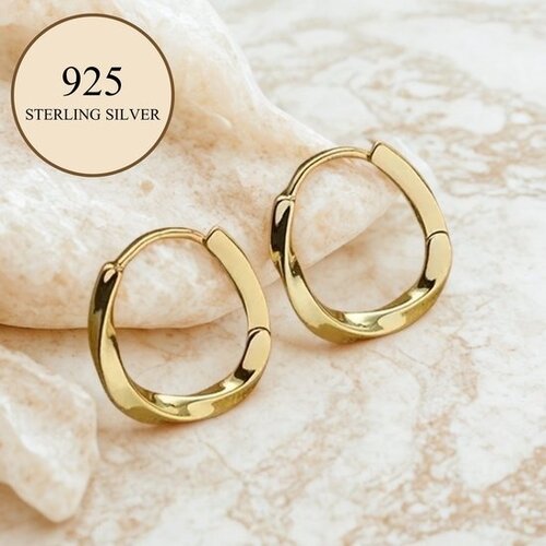 Lundholm Lundholm 925 Sterling Zilver Gold Plated Luxe Oorbellen Dames - Gouden Oorbellen Minimalistisch Geometrisch Design - Vrouwen Cadeautjes - Scandinavisch Design