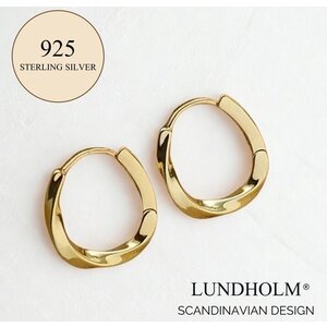 Lundholm Lundholm 925 Sterling Zilver Gold Plated Luxe Oorbellen Dames - Gouden Oorbellen Minimalistisch Geometrisch Design