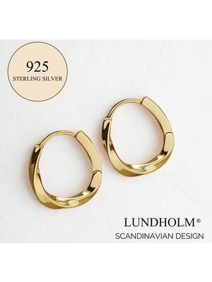 Lundholm Lundholm 925 Sterling Zilver Gold Plated Luxe Oorbellen Dames - Gouden Oorbellen Minimalistisch Geometrisch Design