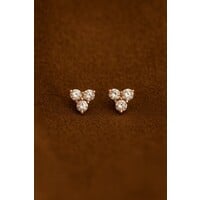 Lundholm Luxe 925 Sterling Zilver Studs Oorbellen Oorstekers Zilver Zirkonia 4 mm Driehoek Oorknopjes
