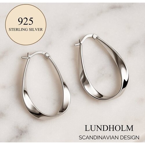 Lundholm Lundholm 925 Sterling Zilver Luxe Oorbellen Dames Geometrisch Scandinavisch Design 3.2 cm - Vrouwen Cadeautjes Cadeau voor Vriendin tip