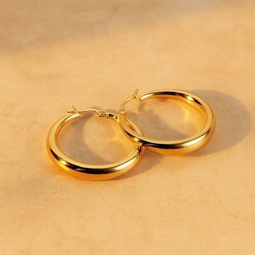 Lundholm Lundholm 925 Sterling Zilver Gold Plated Luxe Oorbellen Dames 30mm - Gouden Oorbellen Minimalistisch Oorringen - Vrouwen Cadeautjes - Scandinavisch Design