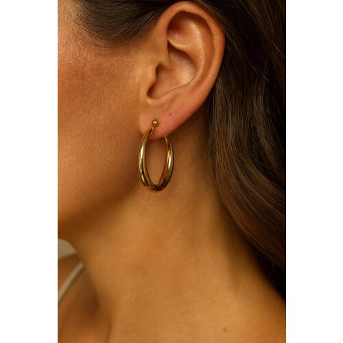 Lundholm Lundholm 925 Sterling Zilver Gold Plated Luxe Oorbellen Dames 30mm - Gouden Oorbellen Minimalistisch Oorringen - Vrouwen Cadeautjes - Scandinavisch Design