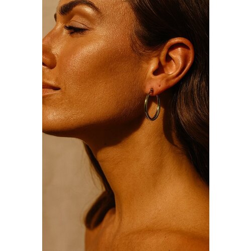 Lundholm Lundholm 925 Sterling Zilver Gold Plated Luxe Oorbellen Dames 30mm - Gouden Oorbellen Minimalistisch Oorringen - Vrouwen Cadeautjes - Scandinavisch Design
