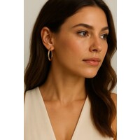 Lundholm 925 Sterling Zilver Gold Plated Luxe Oorbellen Dames 30mm